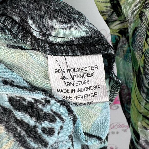 Nicola long sleeve blouse vinrant Green and Black blue Blouse abstract paint - Picture 12 of 14